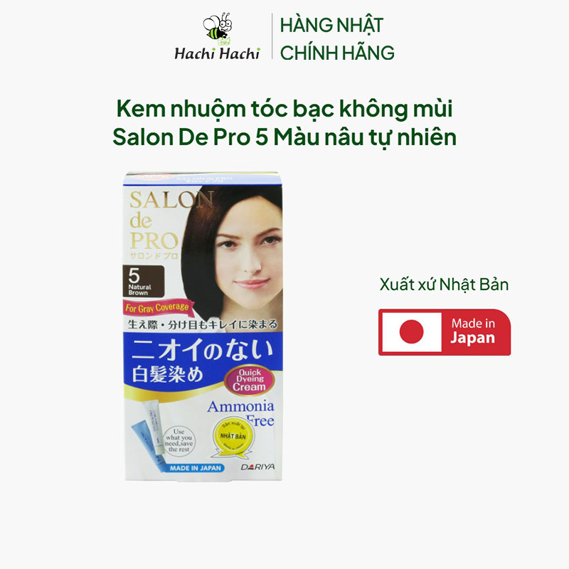 Kem nhuộm tóc bạc Nhật Bản không mùi Salon De Pro 5 Màu nâu tự nhiên thương hiệu DARIYA