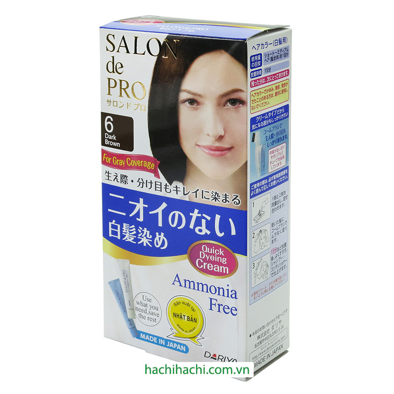 Kem nhuộm tóc bạc Nhật Bản không mùi Salon De Pro 6 Màu nâu đen thương hiệu DARIYA