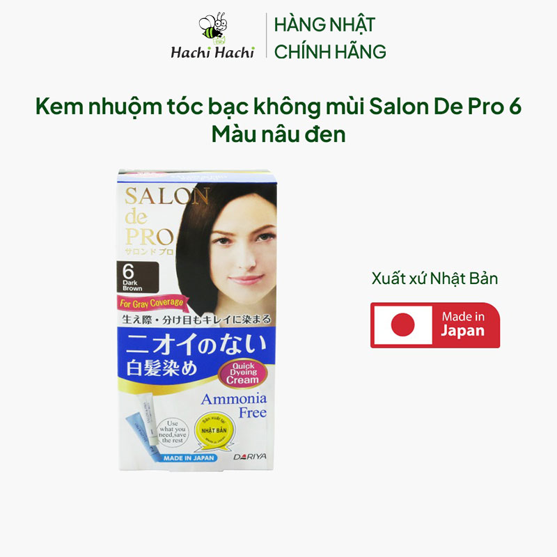 Kem nhuộm tóc bạc Nhật Bản không mùi Salon De Pro 6 Màu nâu đen thương hiệu DARIYA
