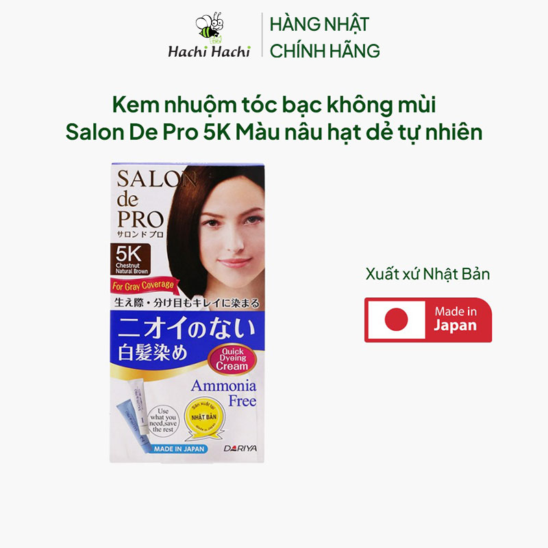 Kem nhuộm tóc bạc Nhật Bản không mùi Salon De Pro 5K Màu nâu hạt dẻ tự nhiên thương hiệu DARIYA