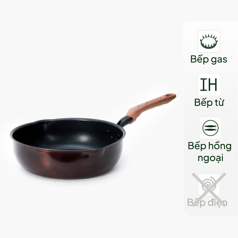 Chảo chống dính Puntec Nhật Bản 28cm Sâu lòng (có vạch đo lường)