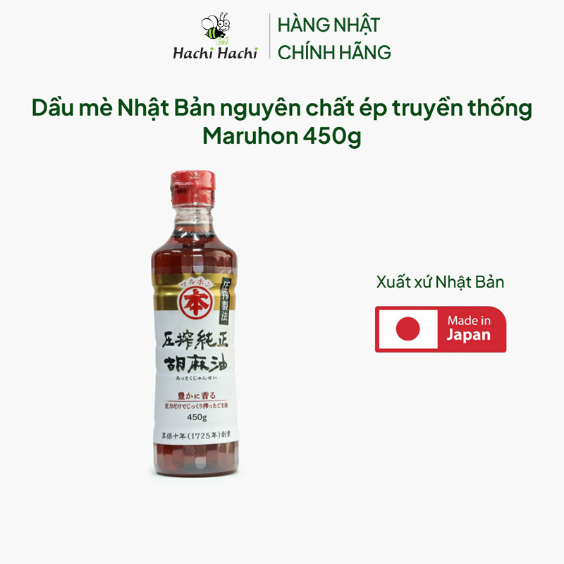 Dầu mè Nhật Bản nguyên chất ép truyền thống Maruhon 450g thương hiệu 
