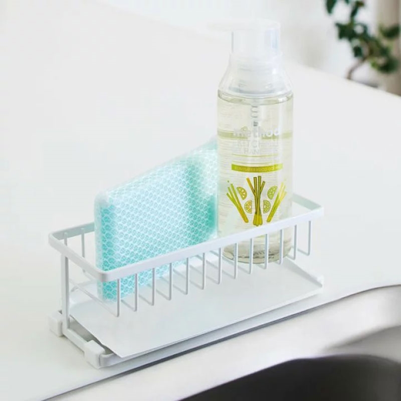 Giá để mút rửa chén kèm khay hứng nước 22x8cm, kèm vòng đệm chống trượt thương hiệu TENMA