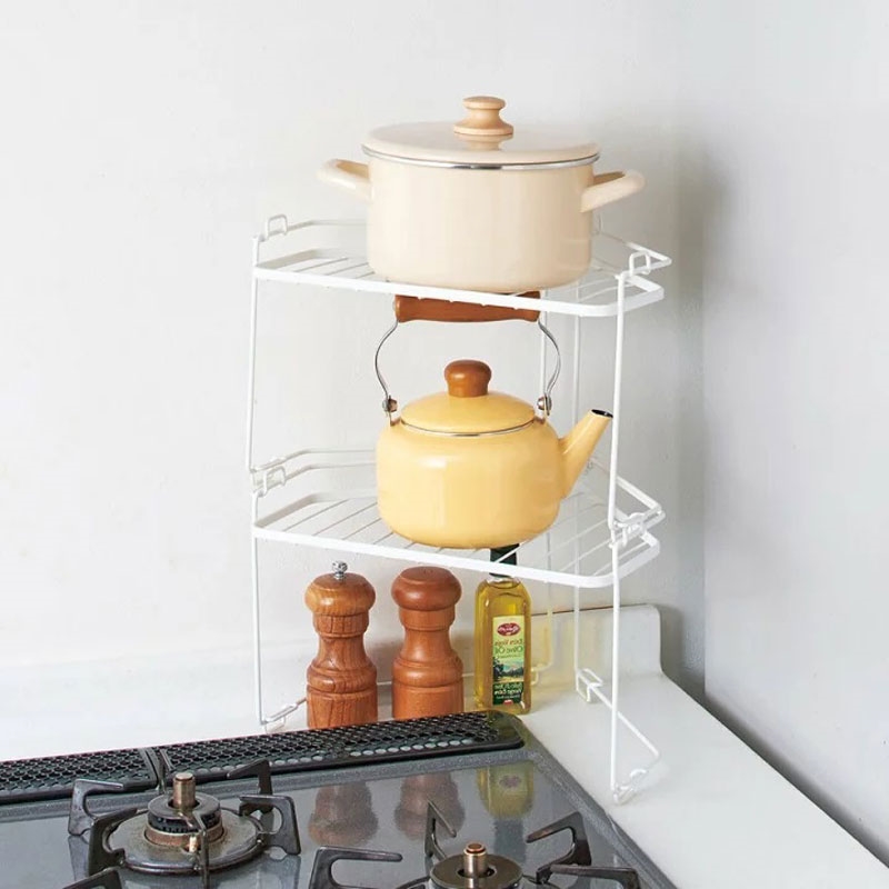 Kệ gia vị góc bếp xếp nhiều tầng 33x21cm, kèm vòng đệm chống trượt thương hiệu TENMA