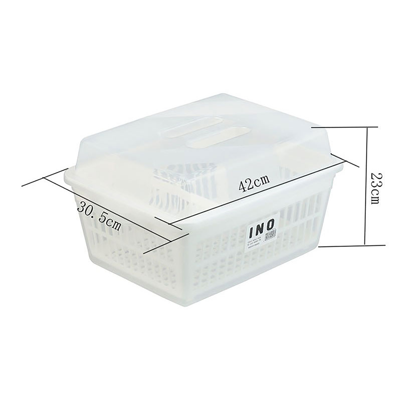 Rổ úp chén có khay hứng nước, nắp đậy Inomata 42x30.5cm thương hiệu INOMATA