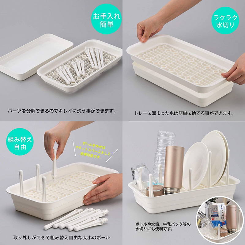 Khay úp ly tách, bình nước, đĩa ráo nước 10 nhánh 20x38.9cm thương hiệu INOMATA
