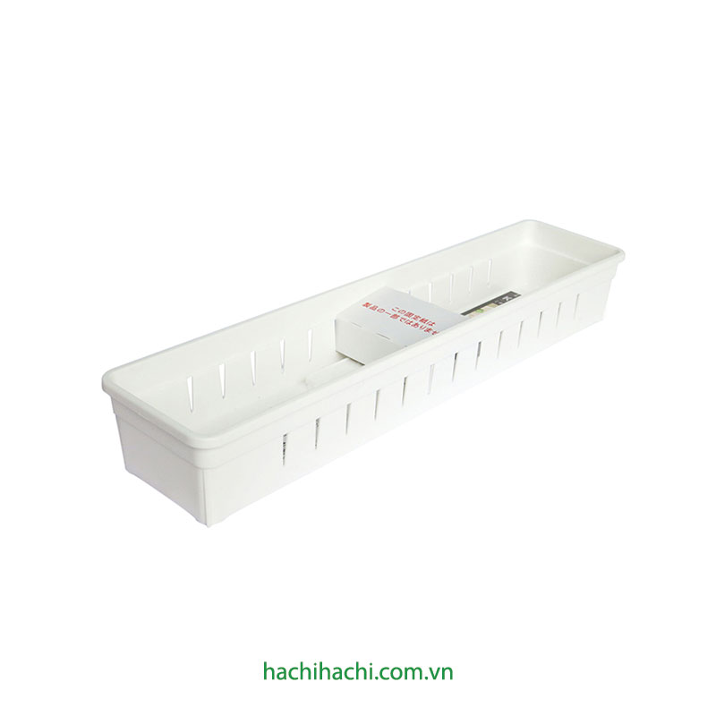 Khay đựng vật dụng, đồ dùng nhà bếp kèm tấm chia ngăn 34.8x8cm (Trắng)