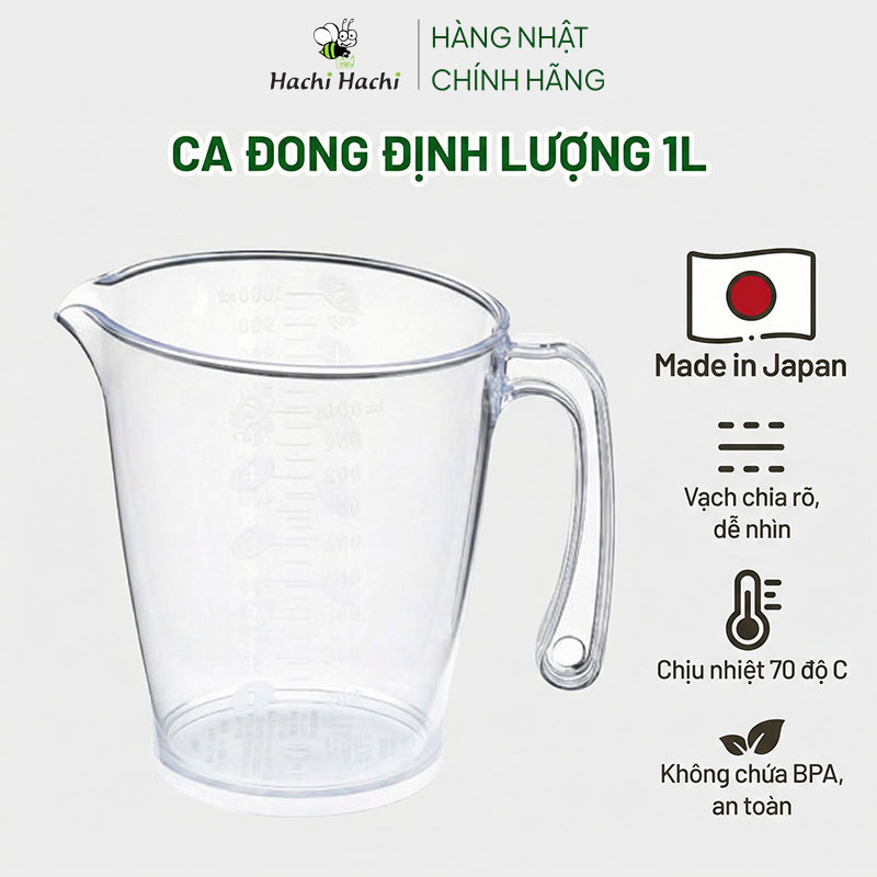 Ca đo lường Inomata Nhật Bản 1L, BPA Free thương hiệu INOMATA