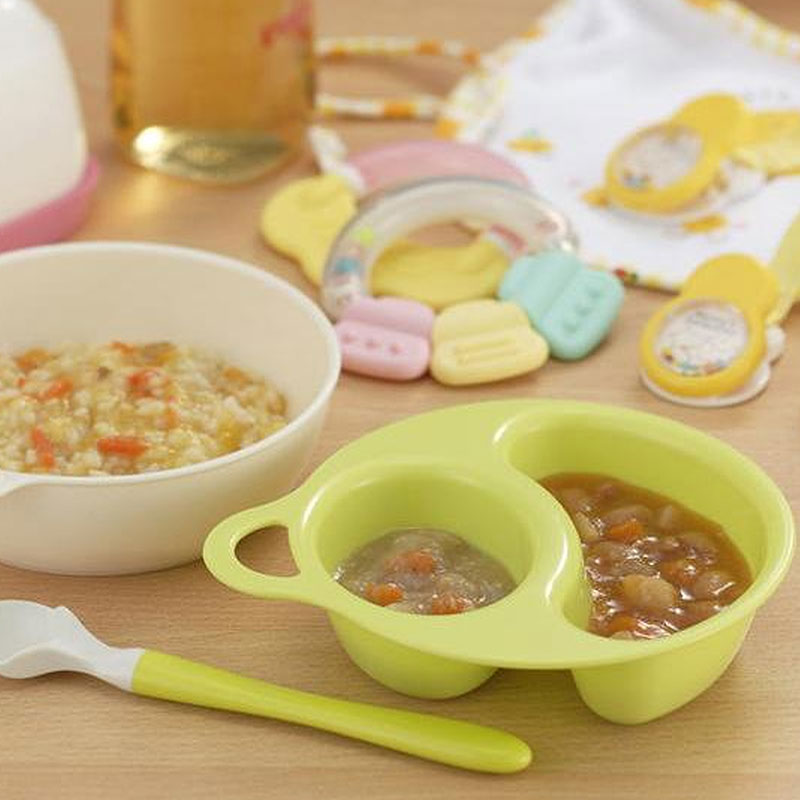 Chén nhựa Nhật Bản chia ngăn cho bé tập ăn Inomata 14cm (Xanh) thương hiệu INOMATA