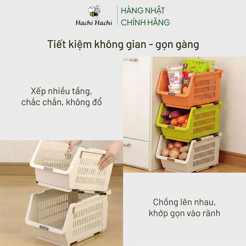 Kệ xếp tầng đa năng có bánh xe Nhật Bản Inomata 23.9x34.6cm (Trắng kem) thương hiệu INOMATA