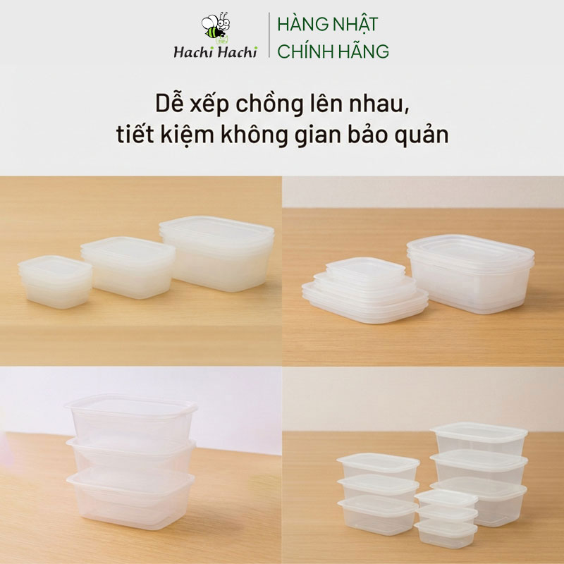 Bộ hộp nhựa đựng thực phẩm Inomata Nhật Bản 9 cái 140ml; 400ml; 950ml)x3, trữ đông, trữ mát, dùng lò vi sóng thương hiệu INOMATA
