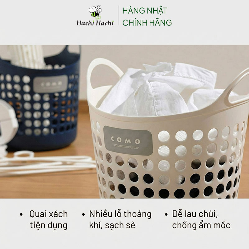 Giỏ nhựa Nhật Bản đựng vật dụng size L 39x38x41.5cm (Trắng) thương hiệu INOMATA