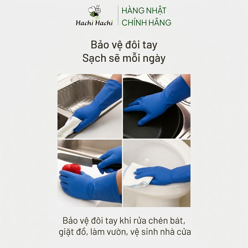Bao tay, găng tay rửa chén bát, giặt đồ, làm vườn, vệ sinh nhà cửa size M 30cm thương hiệu TOWA