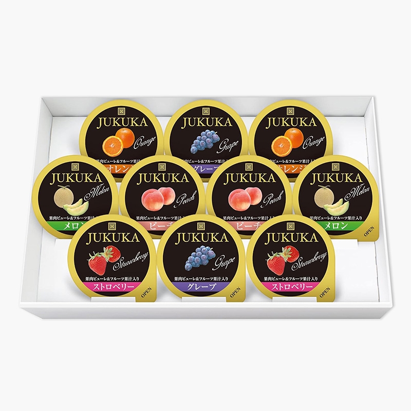 Thạch rau câu trái cây Nhật Bản Jukuka 5 vị 520g (52g x 10 cái) thương hiệu 