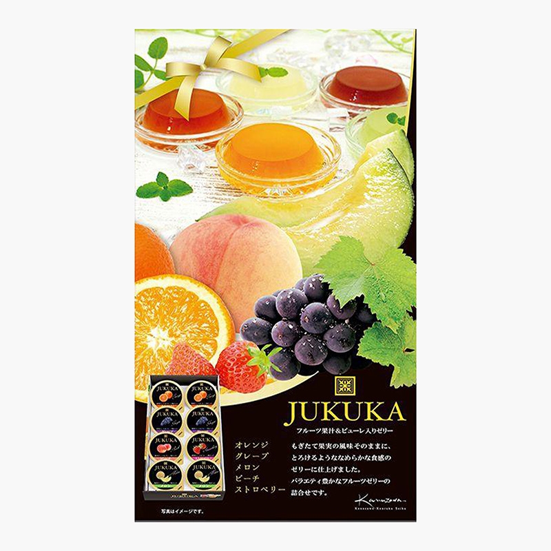 Thạch rau câu trái cây Nhật Bản Jukuka 5 vị 416g (52g x 8 cái) thương hiệu 