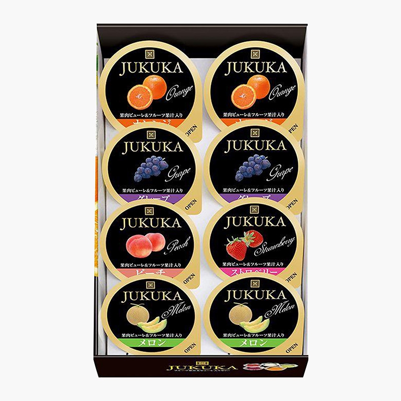 Thạch rau câu trái cây Nhật Bản Jukuka 5 vị 416g (52g x 8 cái) thương hiệu 