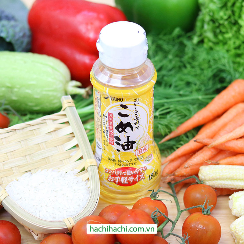 Dầu gạo Nhật Bản Tsuno nguyên chất KLT: 180g (Dung tích: 196ml) thương hiệu TSUNO