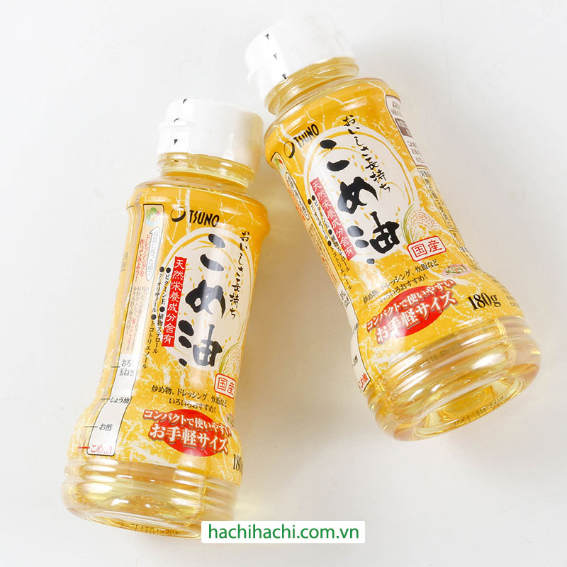 Dầu gạo Nhật Bản Tsuno nguyên chất KLT: 180g (Dung tích: 196ml) thương hiệu TSUNO