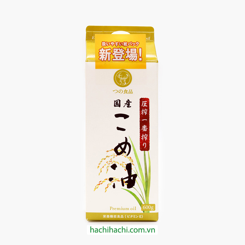 Dầu gạo Nhật Bản ép truyền thống thượng hạng nguyên chất Tsuno 600g (654ml)