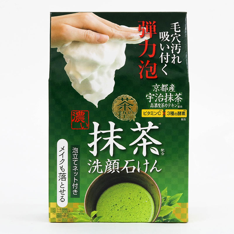 Xà phòng, xà bông cục rửa mặt Nhật Bản Chanosui chiết xuất Matcha 100g (Kèm lưới tạo bọt) thương hiệu 