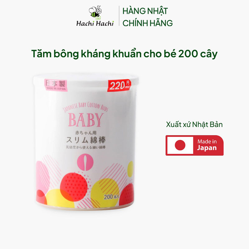 Tăm bông kháng khuẩn cho bé 200 cây thương hiệu 