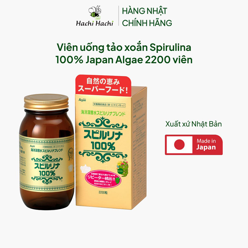 TPBVSK: Viên uống tảo xoắn Spirulina 100% Nhật Bản Japan Algae 2200 viên, tăng sức khỏe, cải thiện tiêu hóa thương hiệu JAPAN ALGAE