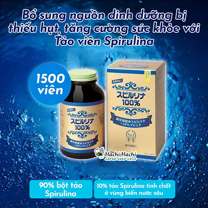 TPBVSK: Tảo viên Spirulina Nhật Bản vùng biển nước sâu Japan Algae 1500 viên, tăng đề kháng, giảm lão hóa thương hiệu JAPAN ALGAE