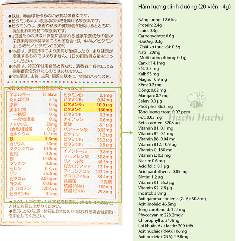 TPBVSK: Viên uống Spimate Nhật Bản 1200 viên, bổ sung Vitamin, khoáng chất tảo xoắn, lợi khuẩn, tăng đề kháng thương hiệu JAPAN ALGAE