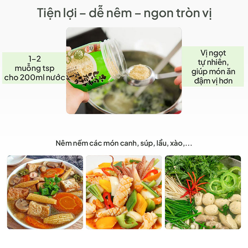 Hạt nêm sò điệp nấm Shiitake giảm muối không chất phụ gia Heiwa 400g thương hiệu 