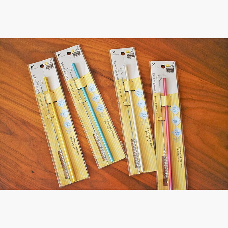 Ống hút nhôm 21cm kèm cọ chùi rửa, bảo vệ môi trường (Nhiều mẫu)-Giao mẫu ngẫu nhiên thương hiệu 