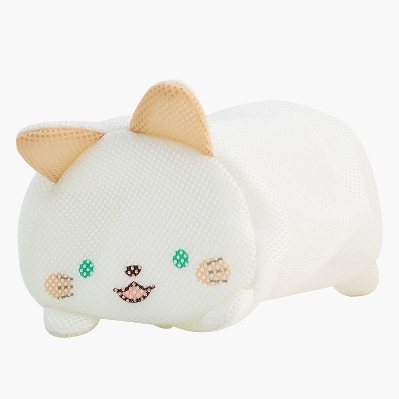 Túi lưới giặt đồ Nhật Bản hình trụ mèo trắng 12x22cm thương hiệu 