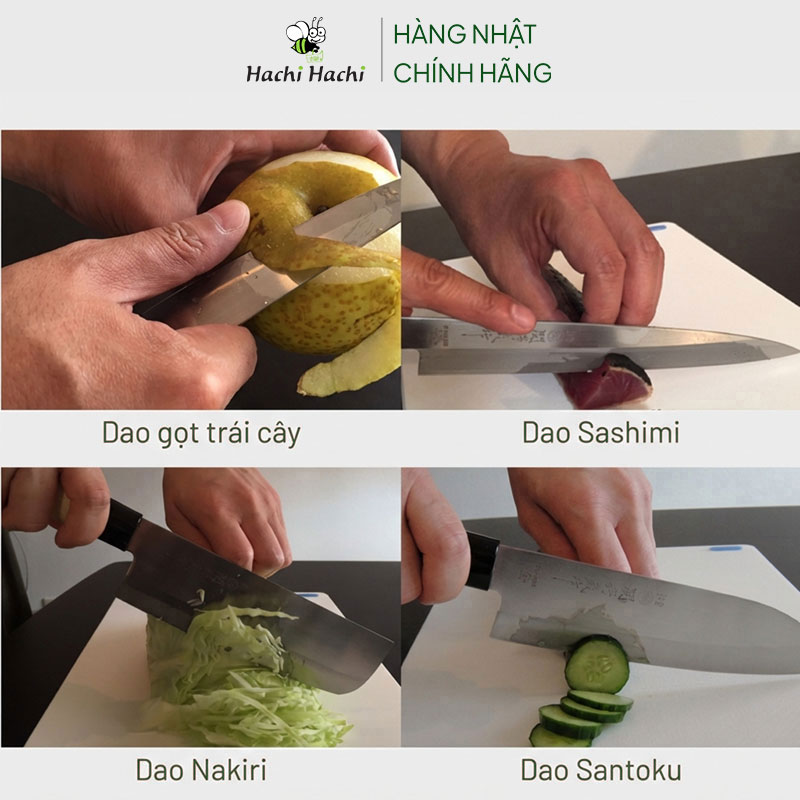 Dao bếp inox Nhật Bản Nikken Tsubazo Santoku lưỡi 17cm, cán gỗ thương hiệu NIKKEN CUTLERY