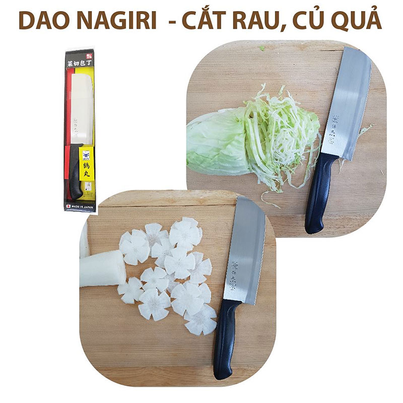 Dao bếp inox Nikken Tsurumaru Nakiri lưỡi 16.5cm thương hiệu NIKKEN CUTLERY