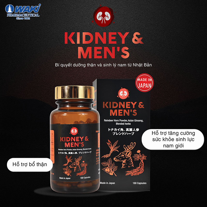 TPBVSK: Viên uống bổ thận tăng cường sinh lực nam Kidney Mens 180 viên-Tặng kèm gói 12 viên (từ 5/1-30/6/2026) thương hiệu WAKI