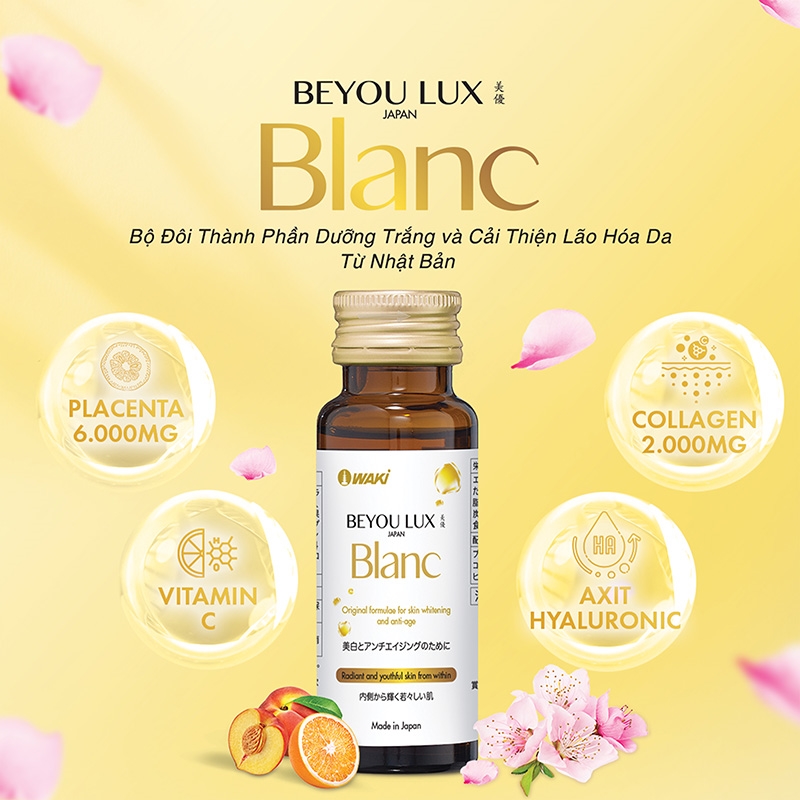 TPBVSK: Nước uống Placenta & Collagen 2in1 Nhật Bản trắng da, chống lão hóa 50ml x 6 chai thương hiệu WAKI