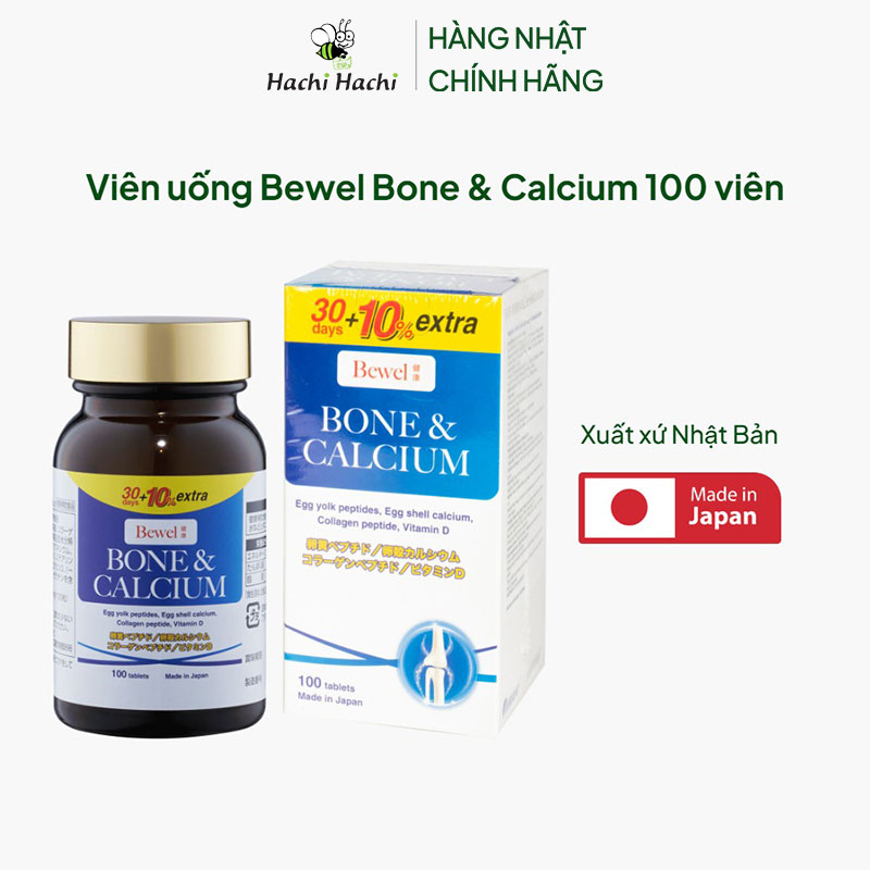 TPBVSK: Viên uống Bewel Bone & Calcium Nhật Bản 100 viên, bổ sung Canxi, xương răng chắc khỏe, giảm loãng xương thương hiệu WAKI