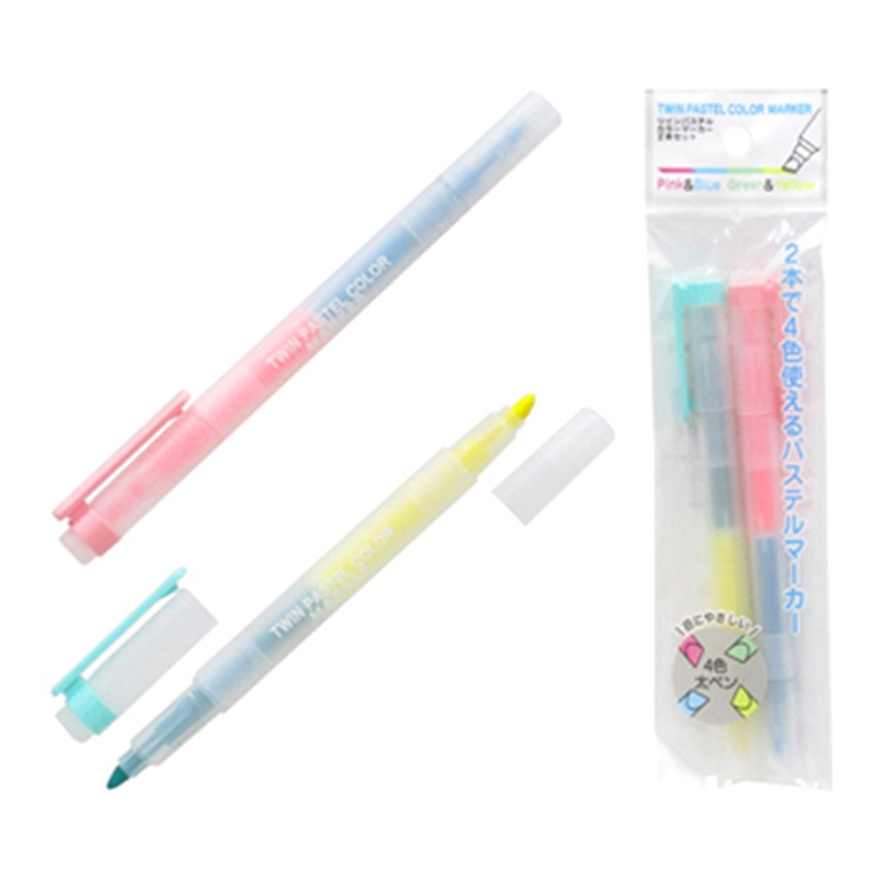 Bút dạ quang 2 đầu 4 màu (2 cây) thương hiệu NIPPON PEARL