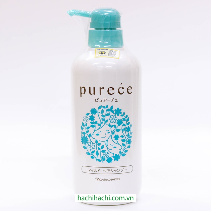 Dầu gội Nhật Bản thảo mộc thiên nhiên Purece 550ml, thích hợp cho cả người lớn và trẻ em thương hiệu NARIS