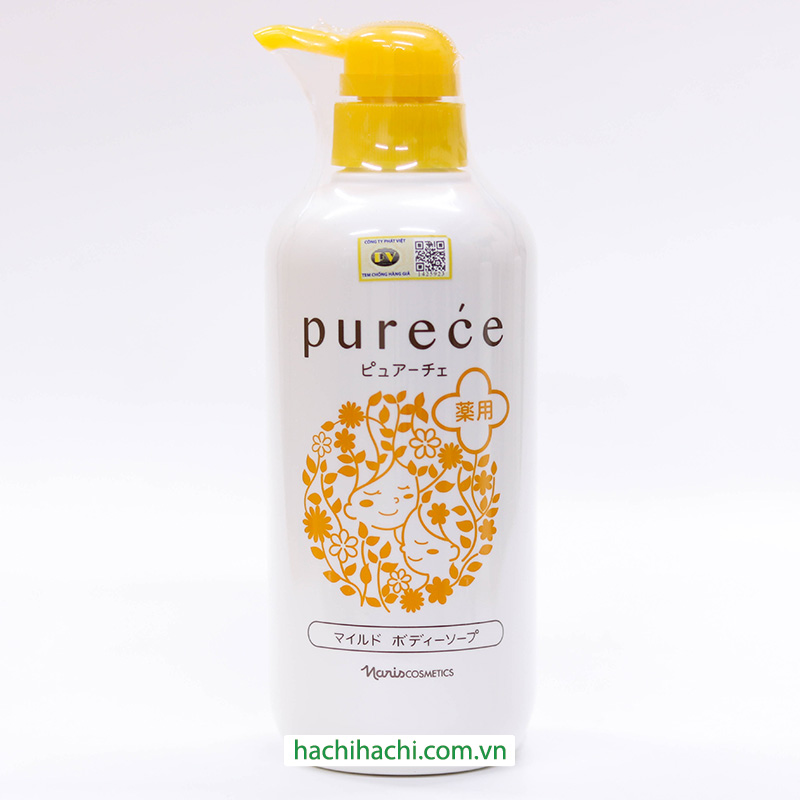 Sữa tắm Nhật Bản thảo mộc thiên nhiên Purece 550ml, thích hợp cho cả người lớn và trẻ em thương hiệu NARIS