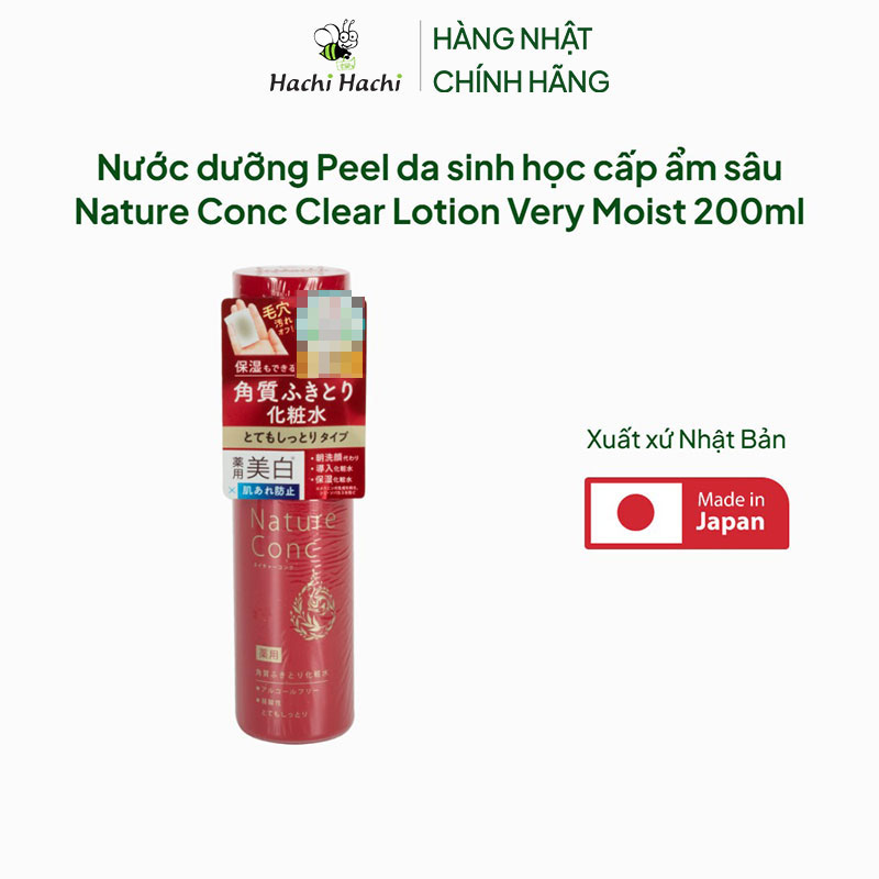 Nước dưỡng Peel da sinh học cấp ẩm sâu Nhật Bản Nature Conc Clear Lotion Very Moist 200ml thương hiệu NARIS