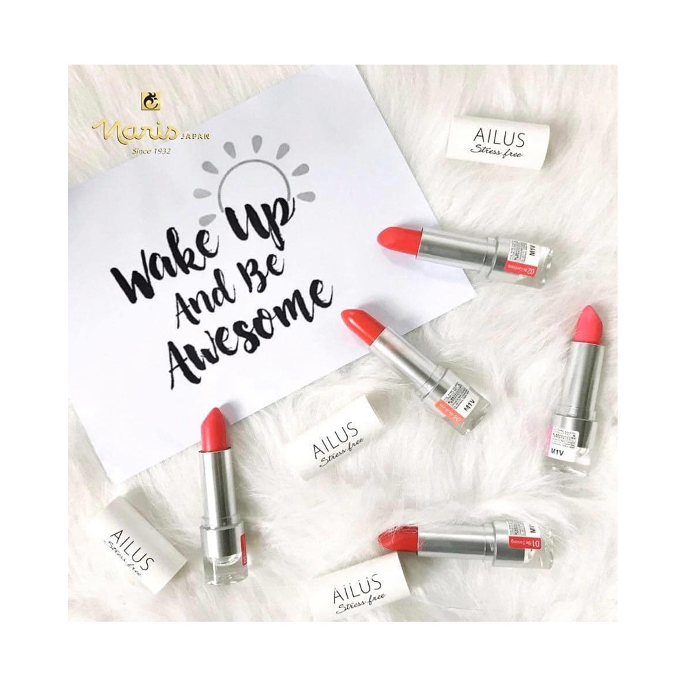 Son môi Nhật Bản Ailus Stress Free Lipstick RD2 (4g) Son lì mịn môi RD2 (Màu đỏ cam) thương hiệu NARIS