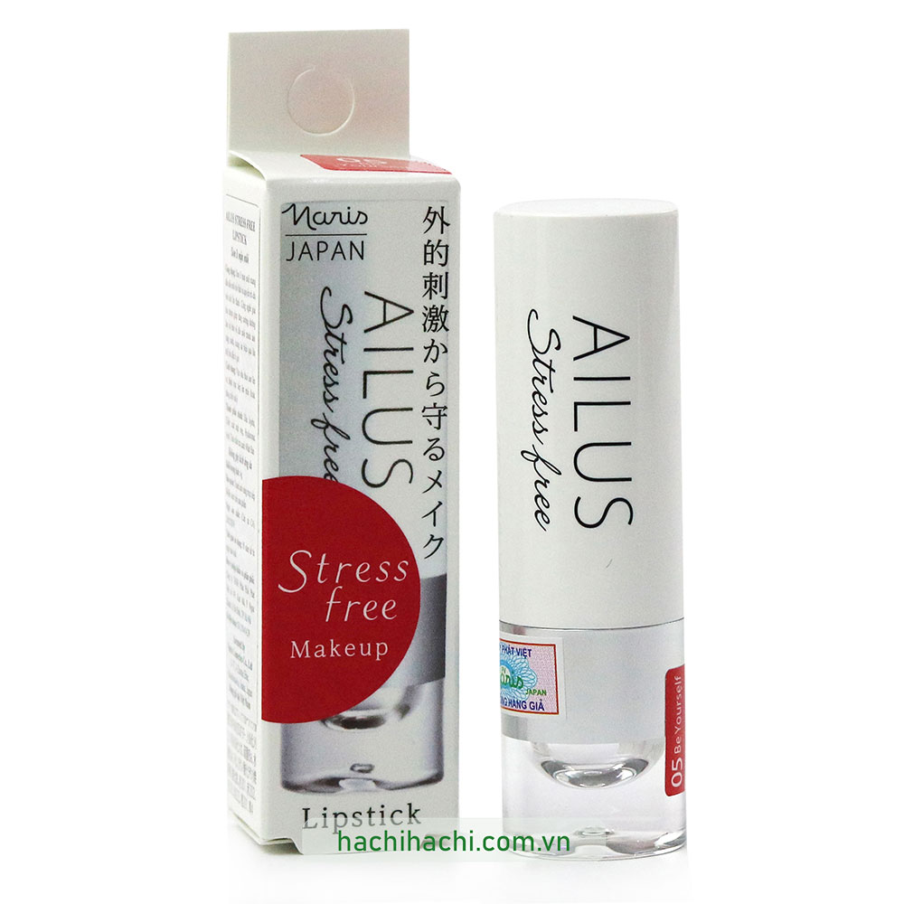 Son môi Nhật Bản Ailus Stress Free Lipstick PK2 (4g) Son lì mịn môi PK2 (Màu hồng đỏ) thương hiệu NARIS