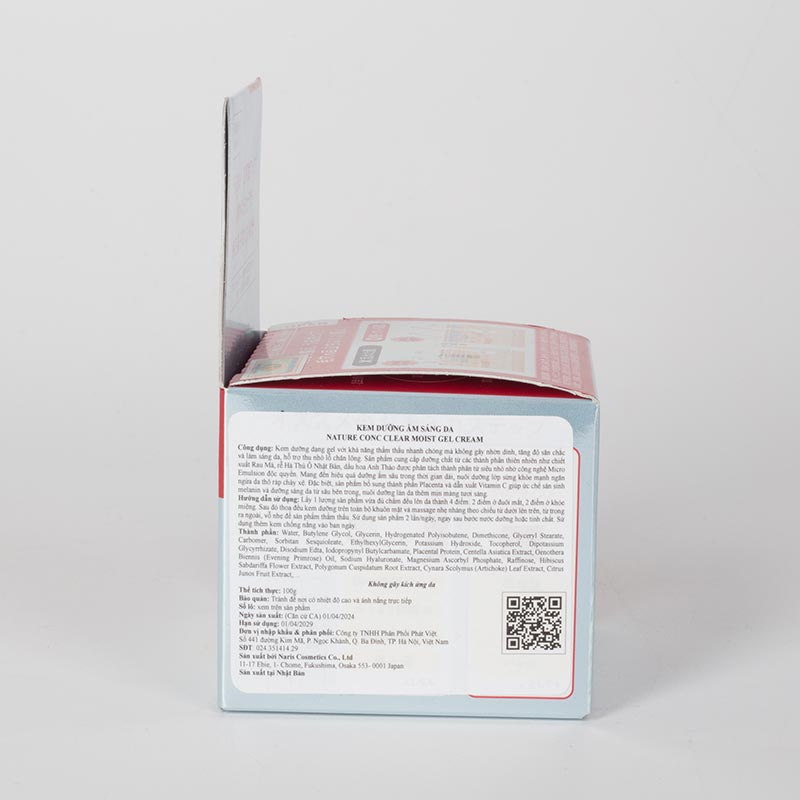 Kem dưỡng ẩm sáng da Nhật Bản Nature Conc Clear Moist Gel Cream 100g thương hiệu NARIS
