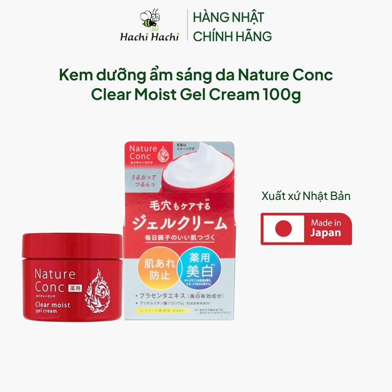 Kem dưỡng ẩm sáng da Nhật Bản Nature Conc Clear Moist Gel Cream 100g thương hiệu NARIS