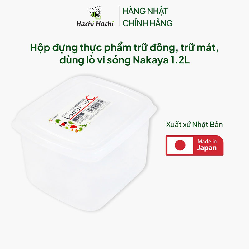 Hộp đựng thực phẩm Nhật Bản trữ đông, trữ mát, dùng lò vi sóng Nakaya 1.2L thương hiệu NAKAYA