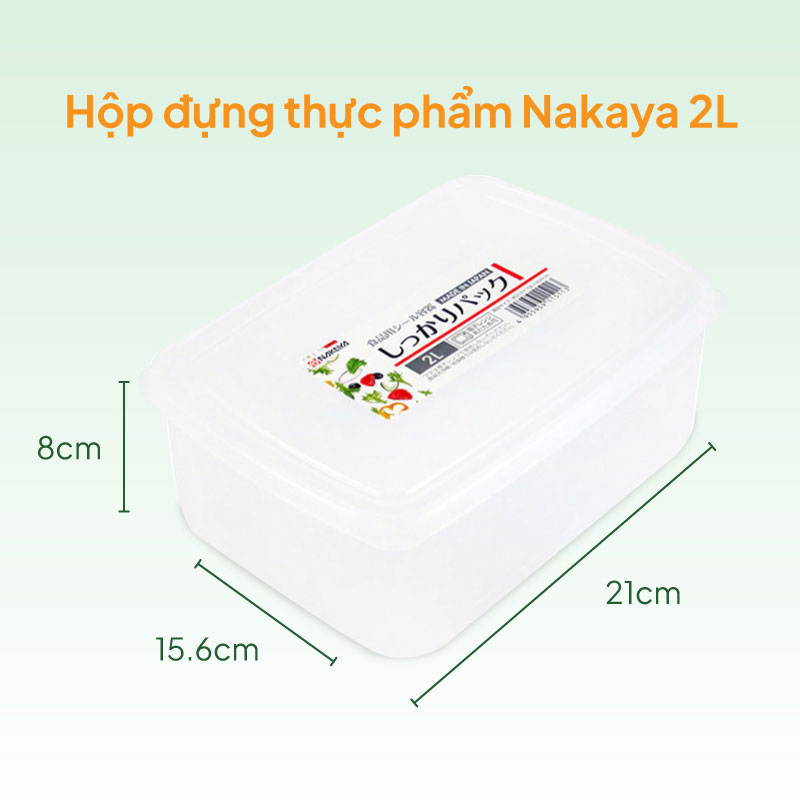 Hộp đựng thực phẩm Nhật Bản trữ đông, trữ mát, dùng lò vi sóng Nakaya 2L thương hiệu NAKAYA