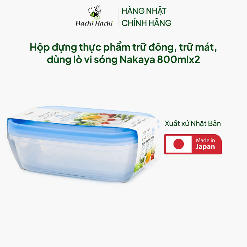 Hộp đựng thực phẩm Nhật Bản trữ đông, trữ mát, dùng lò vi sóng Nakaya 800mlx2 thương hiệu NAKAYA