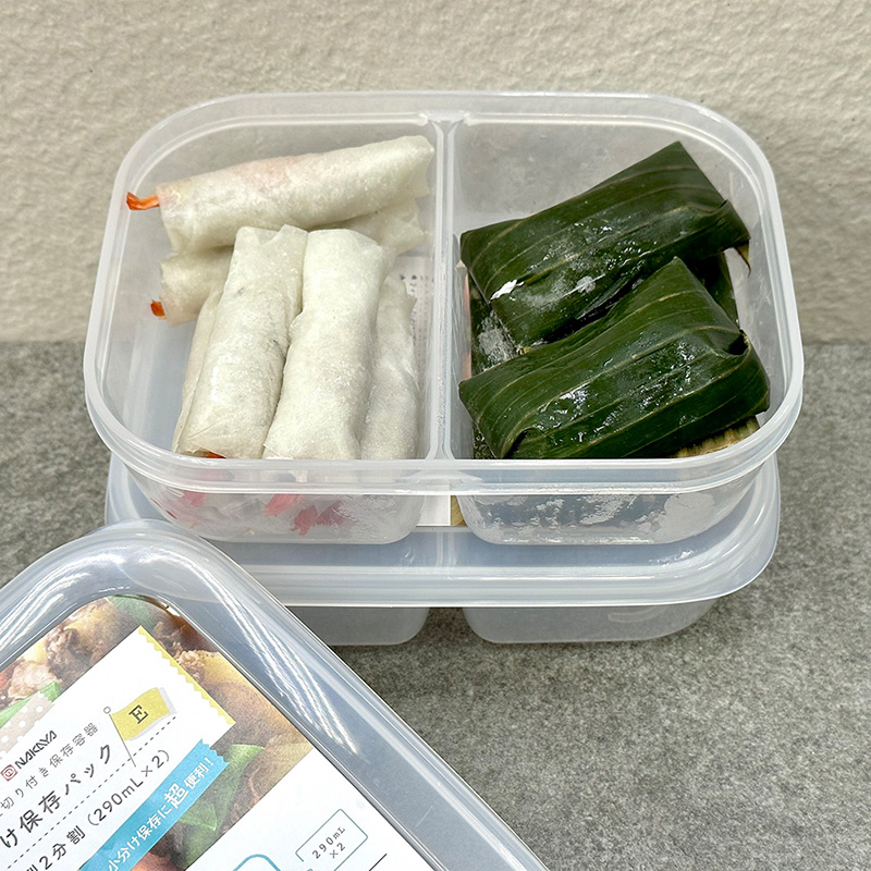 Hộp đựng thực phẩm Nhật Bản trữ đông, trữ mát, dùng lò vi sóng Nakaya chia 2 ngăn 680ml thương hiệu NAKAYA