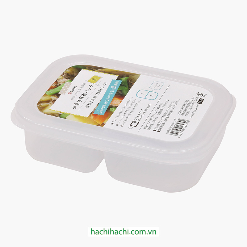 Hộp đựng thực phẩm Nhật Bản trữ đông, trữ mát, dùng lò vi sóng Nakaya chia 2 ngăn 680ml