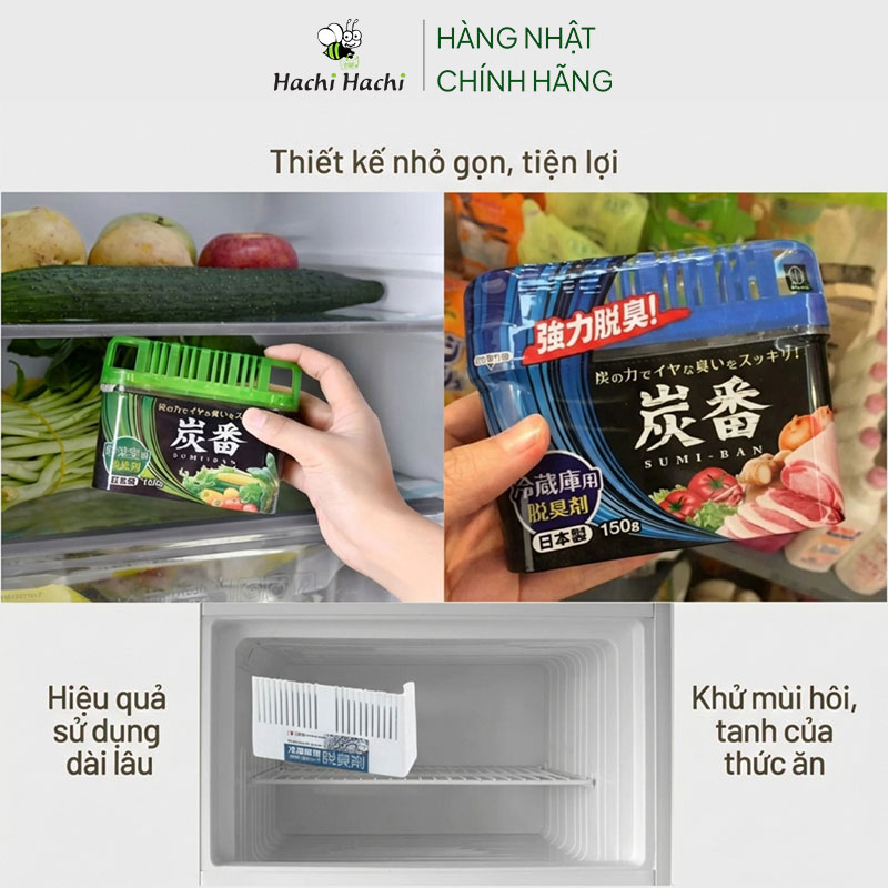 Hộp khử mùi tủ lạnh than hoạt tính Kokubo Nhật Bản 150g thương hiệu KOKUBO